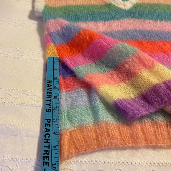Rose Carmine Mohair Blend Rainbow Knit Sweater Vest Fairy  Boho S/M Whimsica - Picture 14 of 14